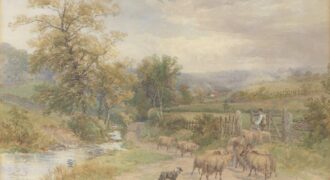 Sheep and the upper Rivelin by Charles Pigott