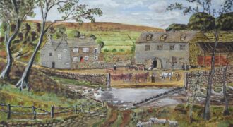 Rivelin Corn Mill, by Lewis Ward. 
Possibly painted from memory in the 1950s.