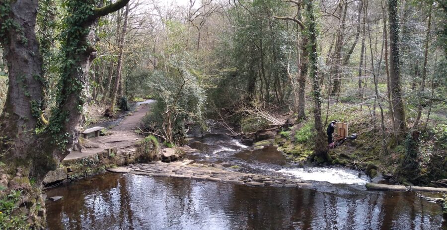 Artist setting up at the Third Coppice Wheel Artist setting up at the Upper Coppice Wheel