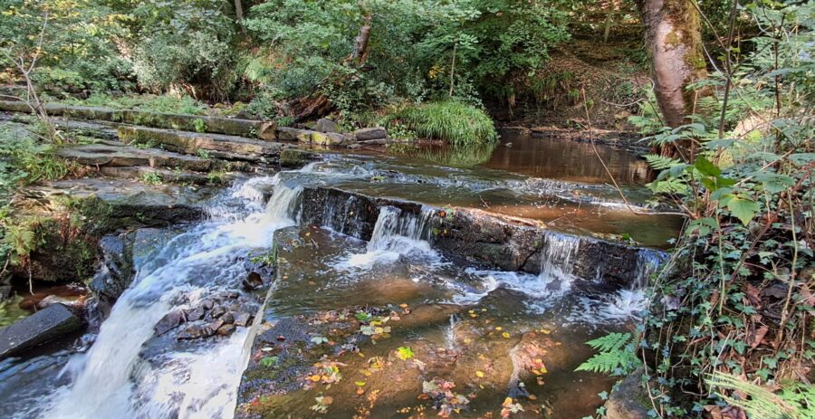 View of the Third Coppice Weir after Storm Babet washed away part of the weir. Photo: Sue Shaw, September 2025