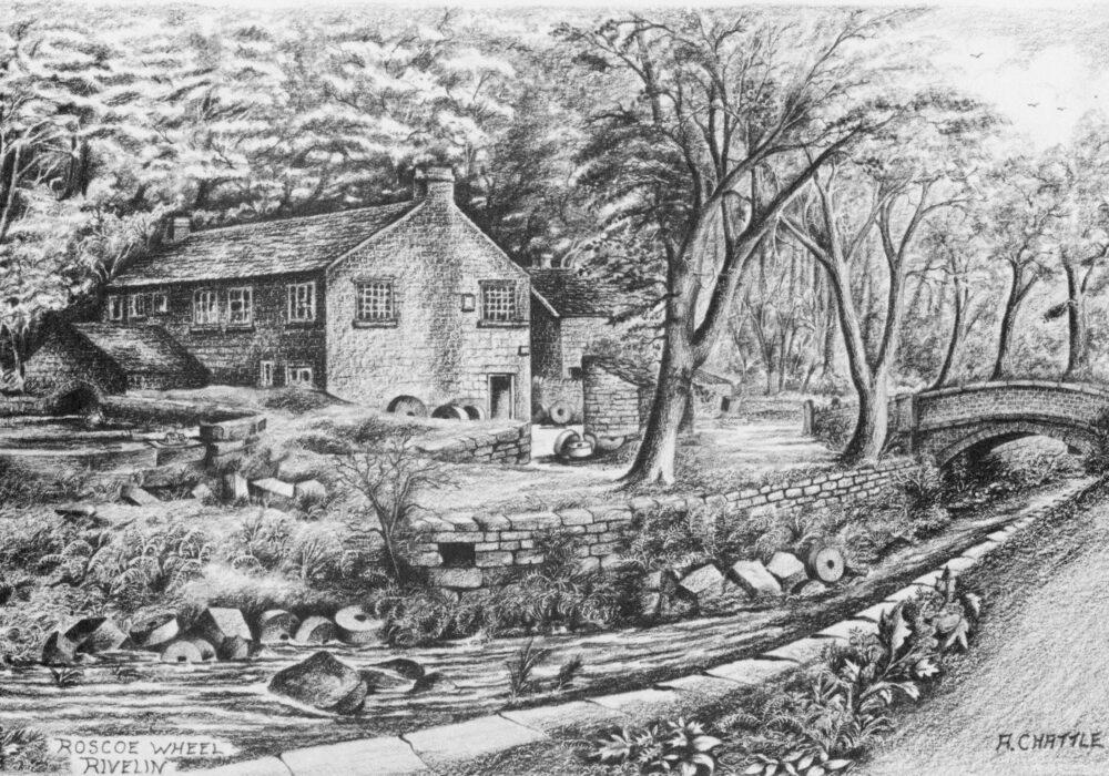 Roscoe Wheel Rivelin drawing by artist Arthur Chattle (undated). Courtesy of M. Chattle.